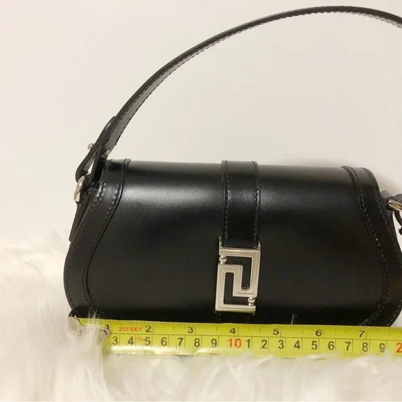 Authentic VERSACE Black Calf Leather Mini Greca Goddess Shoulder Bag - Picture 6 of 11